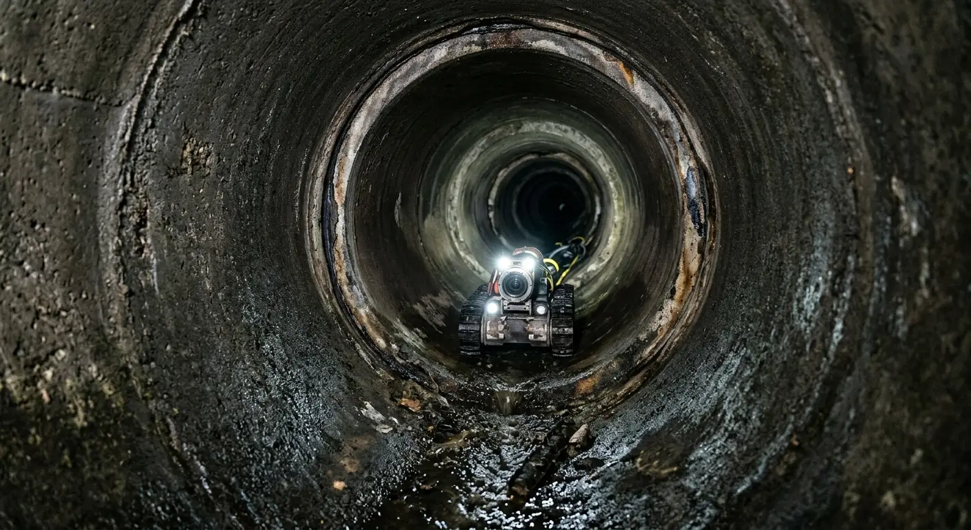 Robotic sewer camera inspecting pipe interior for Sewer Line Repair in Clifton Heights